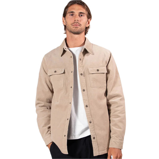 MR SIMPLE : Quilted Cord Jacket - Stone - Collector Store