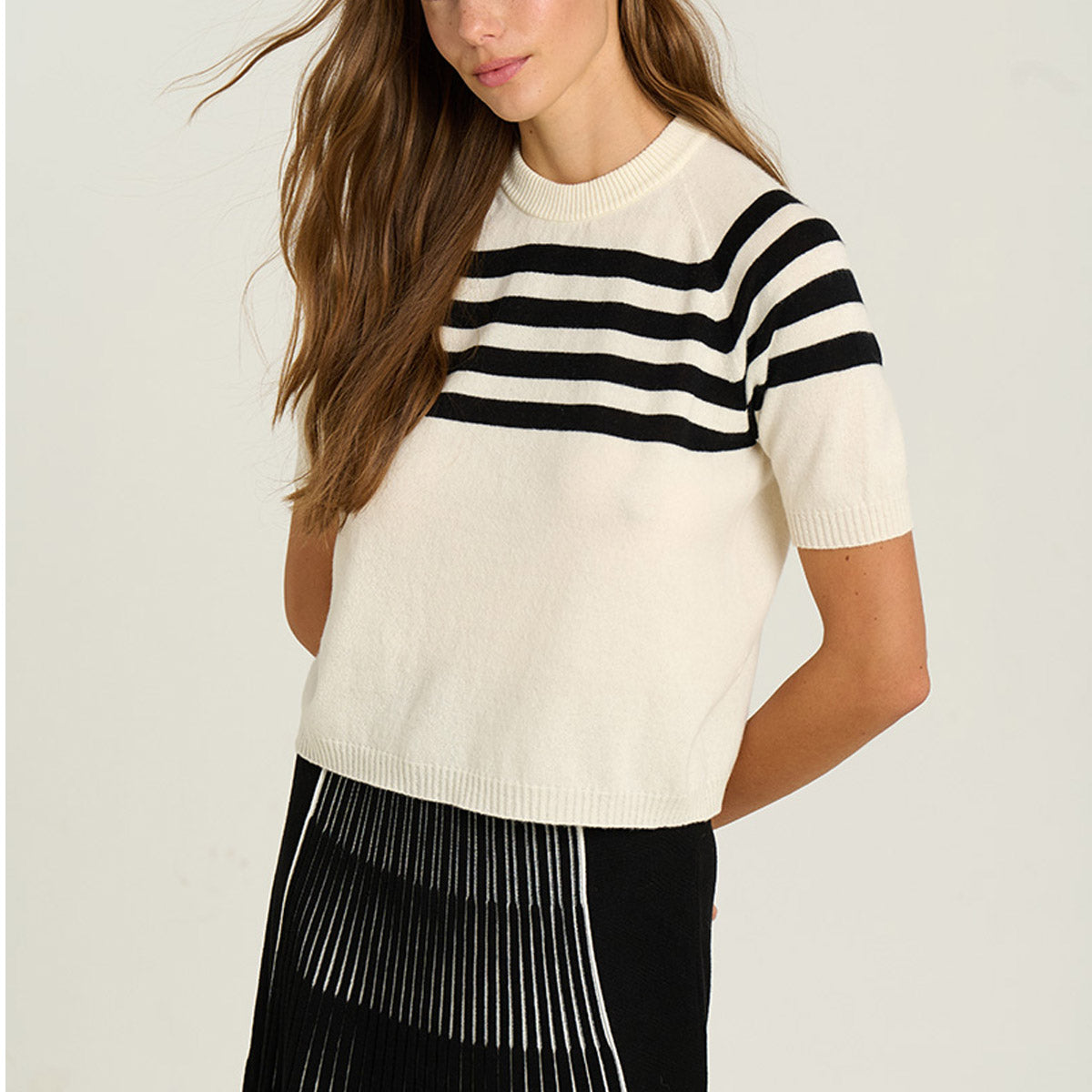 Sita Murt - Short sleeve striped knit - Black White - Collector Store Sydney