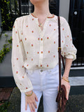 Embroidered Floral Voile Blouse - Ecru - Collector Store Sydney