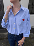 Heart Pocket Pinstripe Boyfriend Shirt - Collector Store Sydney