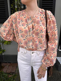 Blush Floral Balloon Sleeve Blouse