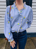 Pineapple Embroidered Cotton Blouse - Collector Store Sydney