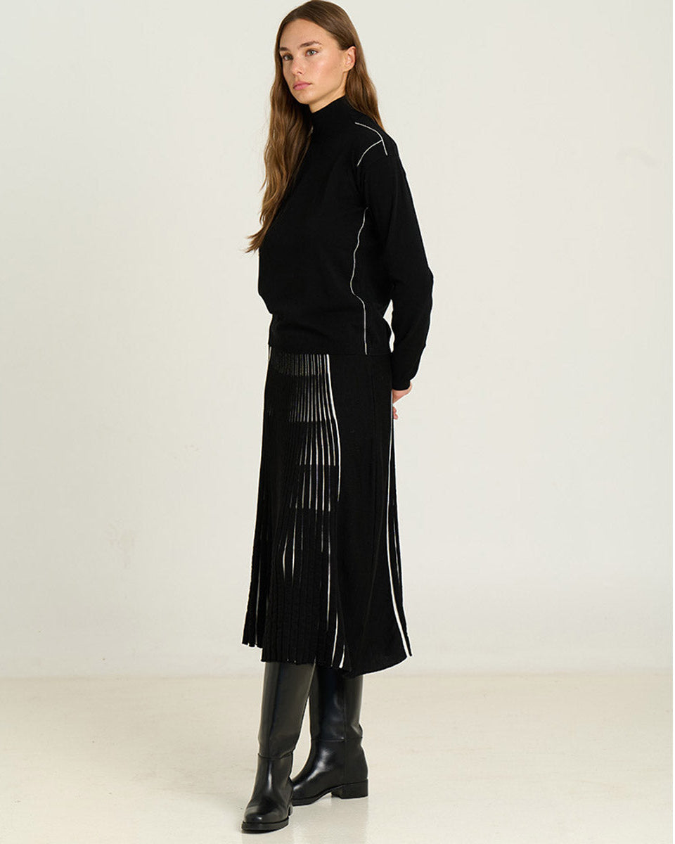 Sita Murt - Midi Radial Skirt - Black White - Collector Store Sydney