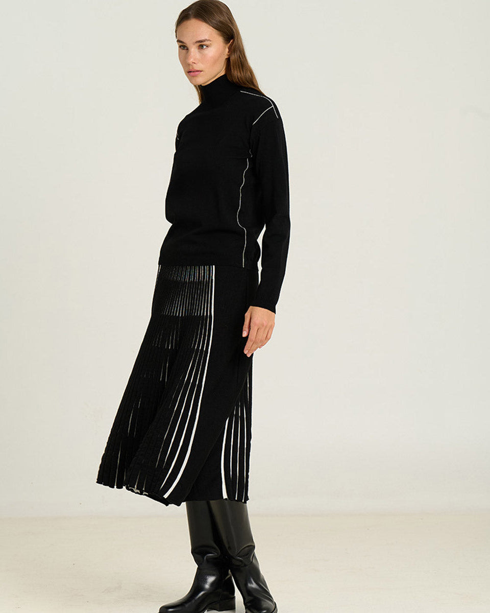 Sita Murt - Midi Radial Skirt - Black White - Collector Store Sydney