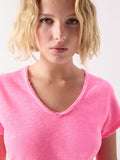 American Vintage Cotton V Neck Tee -Sonoma -  FLURO Acid Pink