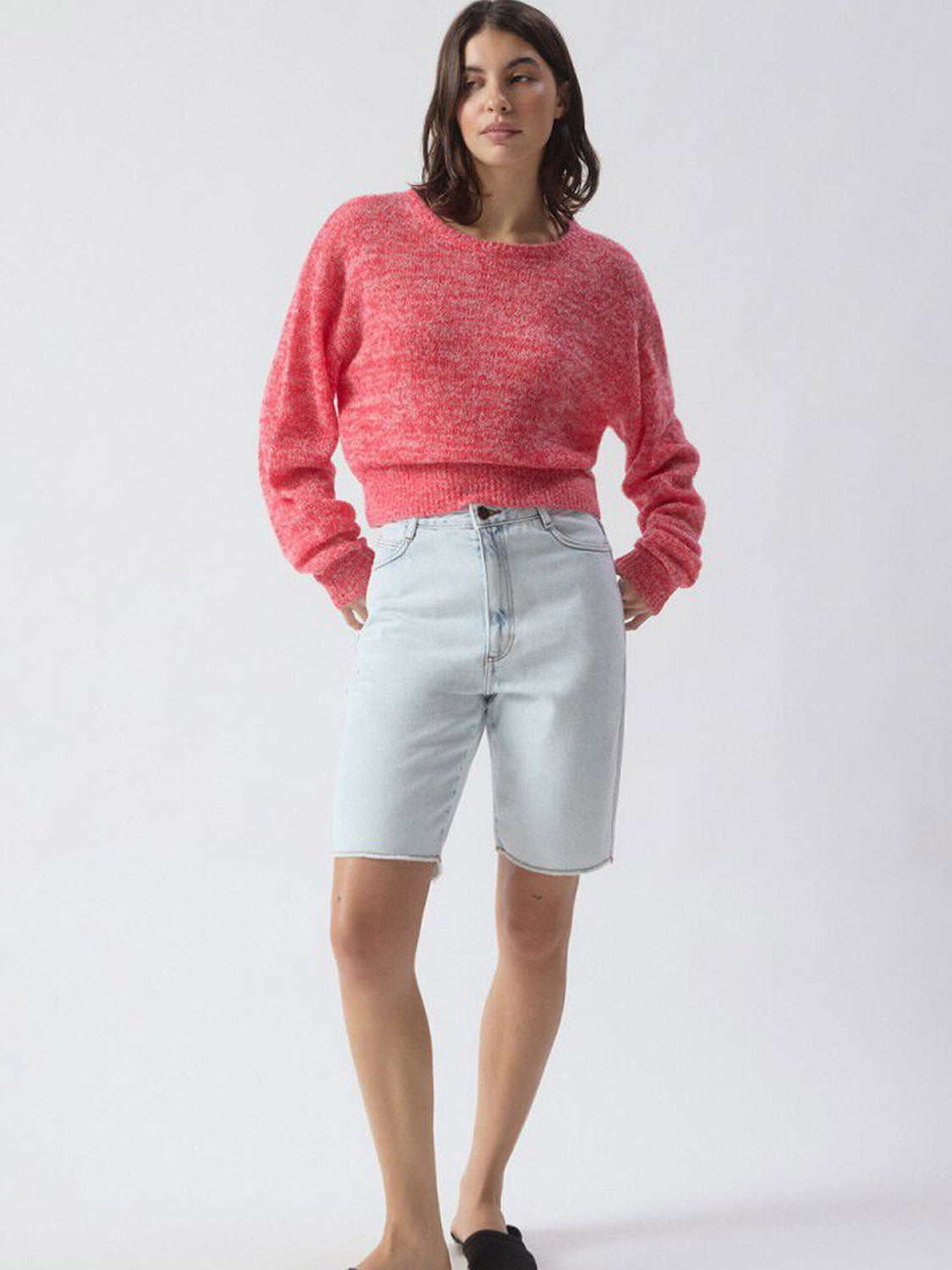 American Vintage - Women's jumper Nuggy - Fluro Strawberry Melange - Collector Store Sydney