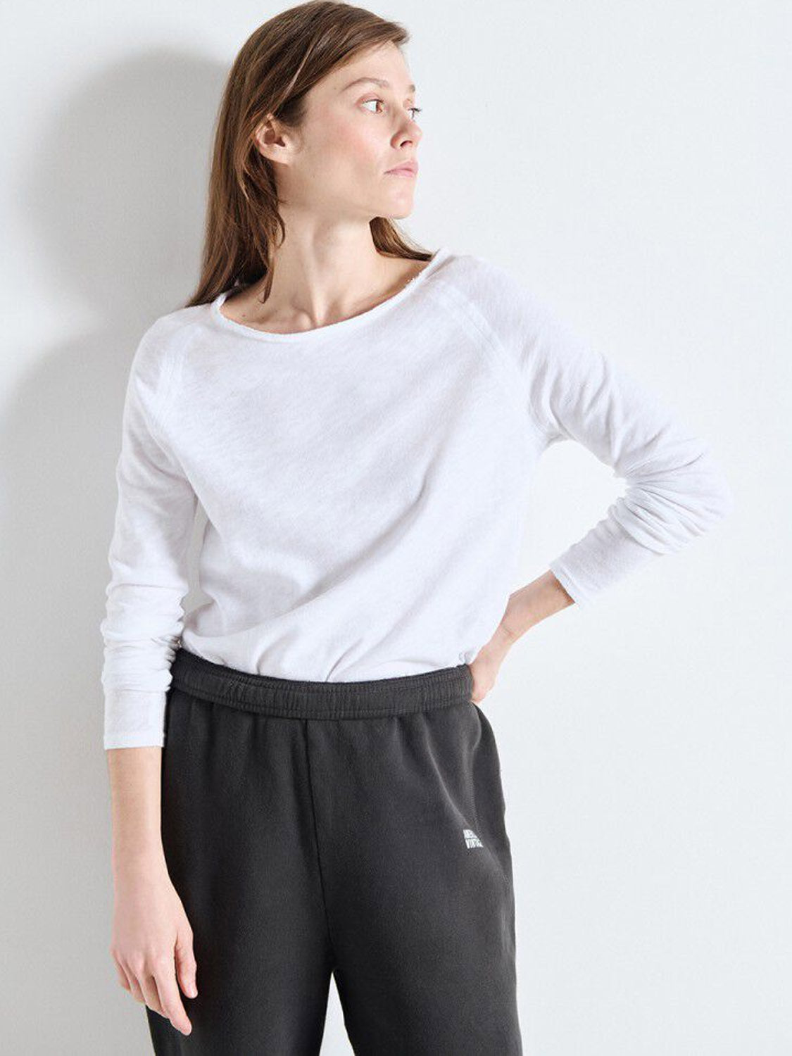 American Vintage Sonoma L/S Round Neck Tee - White - Collector Store Sydney