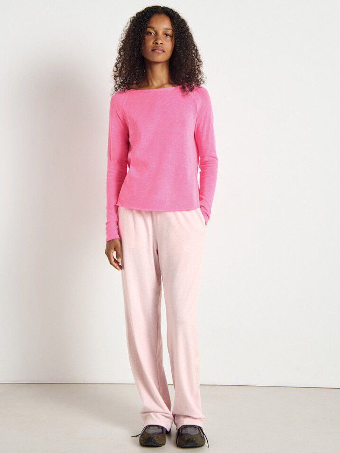 American Vintage Sonoma L/S Round Neck Tee - Fluro Acid Pink - Collector Store Sydney