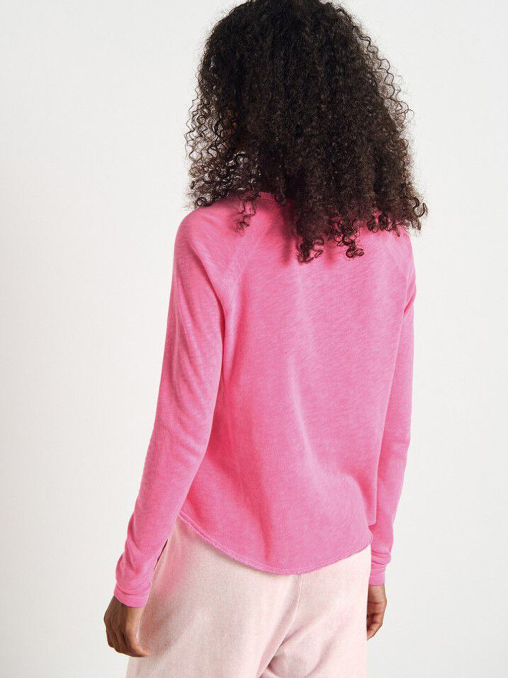 American Vintage Sonoma L/S Round Neck Tee - Fluro Acid Pink - Collector Store Sydney