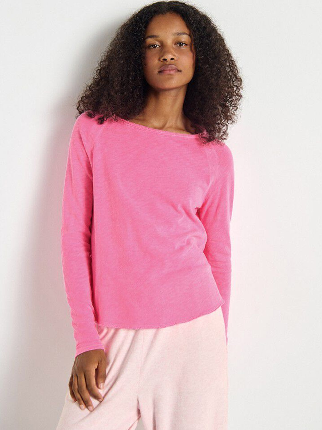 American Vintage Sonoma L/S Round Neck Tee - Fluro Acid Pink - Collector Store Sydney