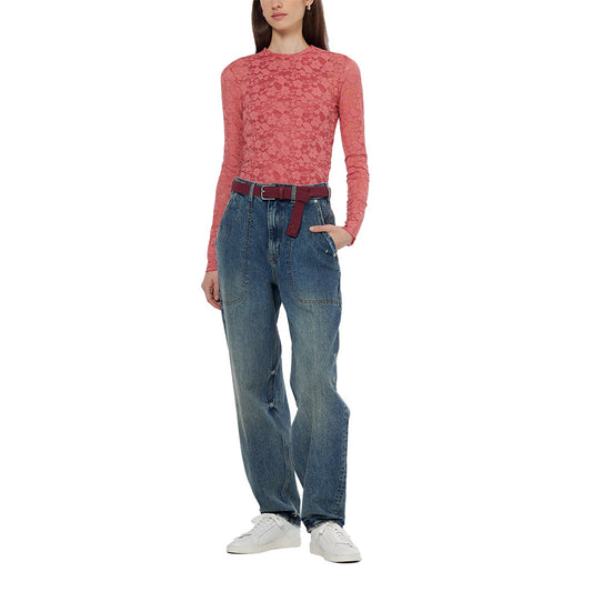 Floral lace top Dusty Red - Collector Store