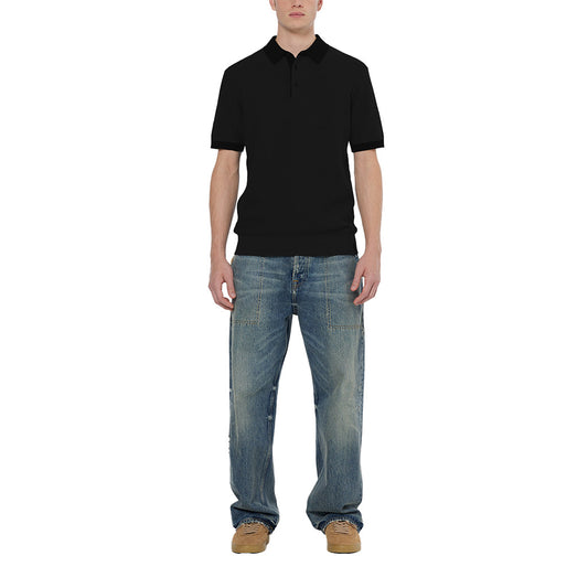 Knitted Polo Black - Scotch & Soda - Collector Store
