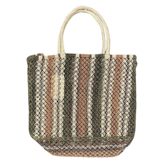 The Jacksons STRIPES OLIVE Jute Bag - Olive 45