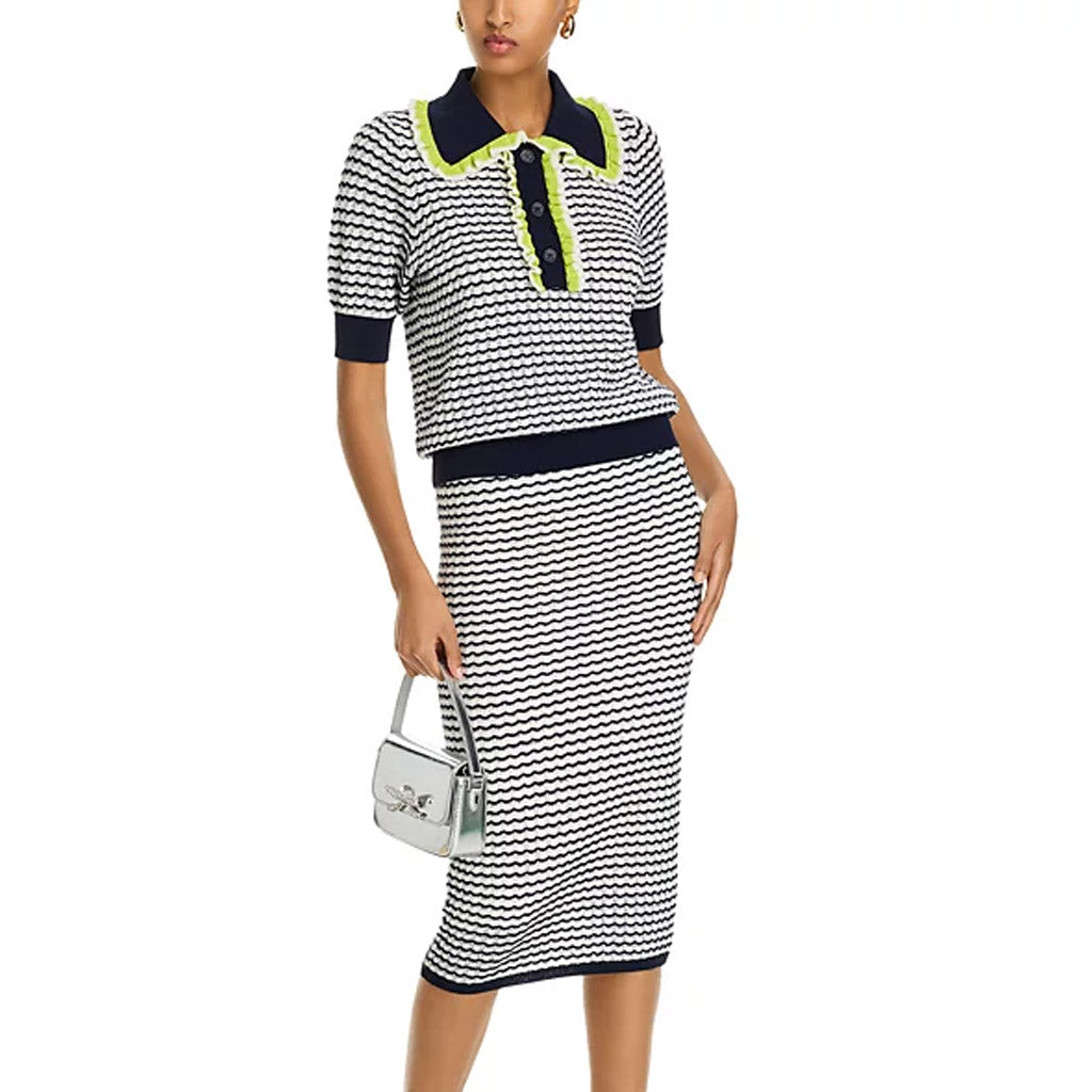 Essentiel Antwerp | Himpact Tiered Striped Skirt Sapphire - Collector Store