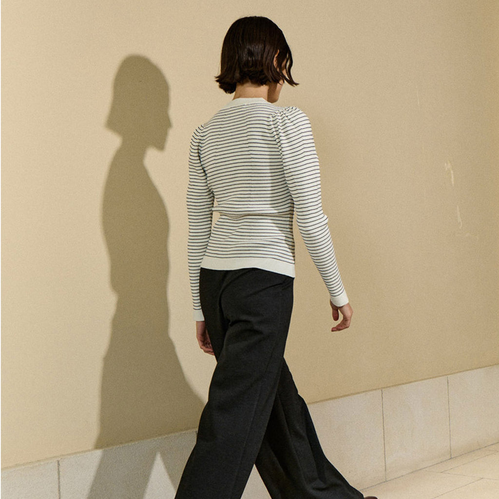 Sita Murt - Textured Striped Ribbed Sweater - Black White - Collector Store Sydney