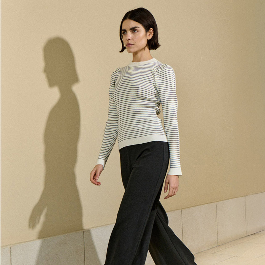 Sita Murt - Textured Striped Ribbed Sweater - Black White - Collector Store Sydney