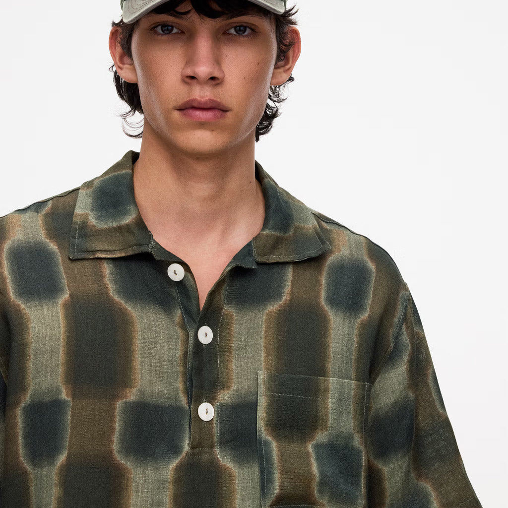 OAS Taupe Totemic Girona Linen Shirt - Collector Store Sydney