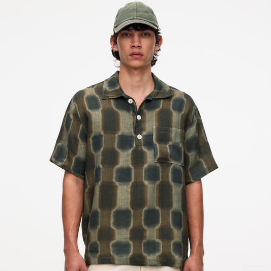 OAS Taupe Totemic Girona Linen Shirt - Collector Store Sydney