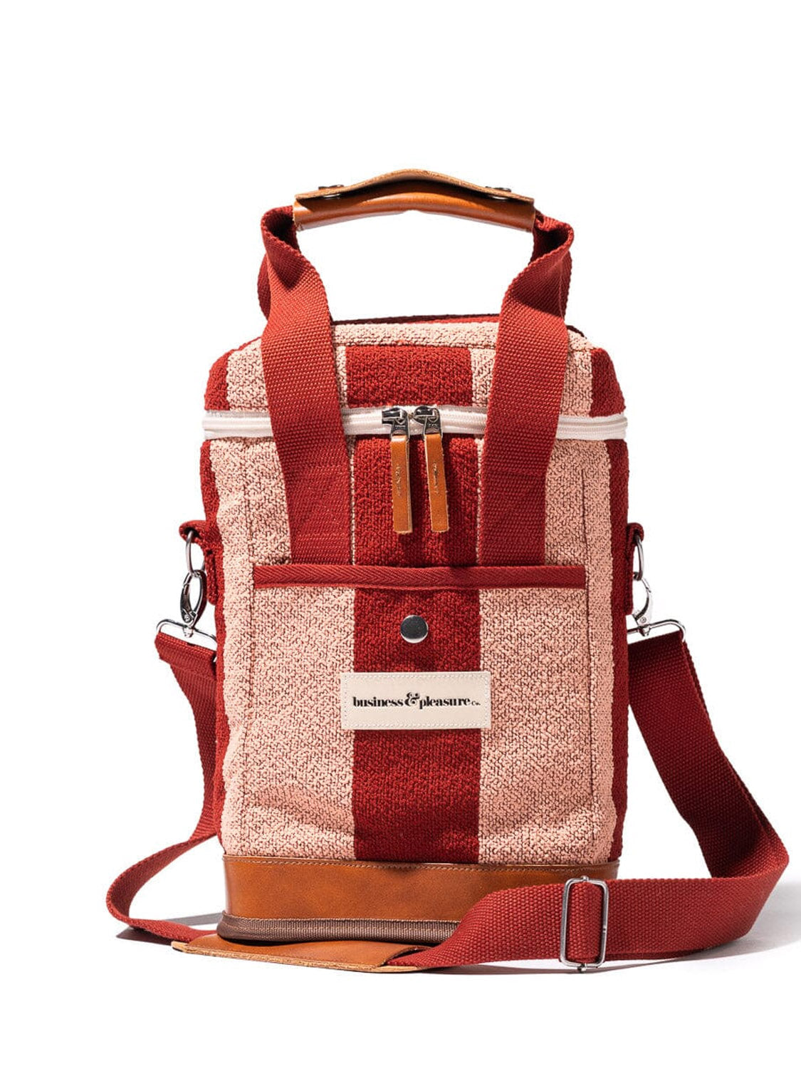 WINE COOLER TOTE BAG - TERRY TERRACOTTA STRIPE