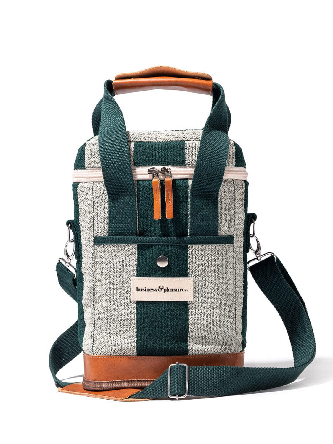 WINE COOLER TOTE BAG - TERRY GREEN STRIPE