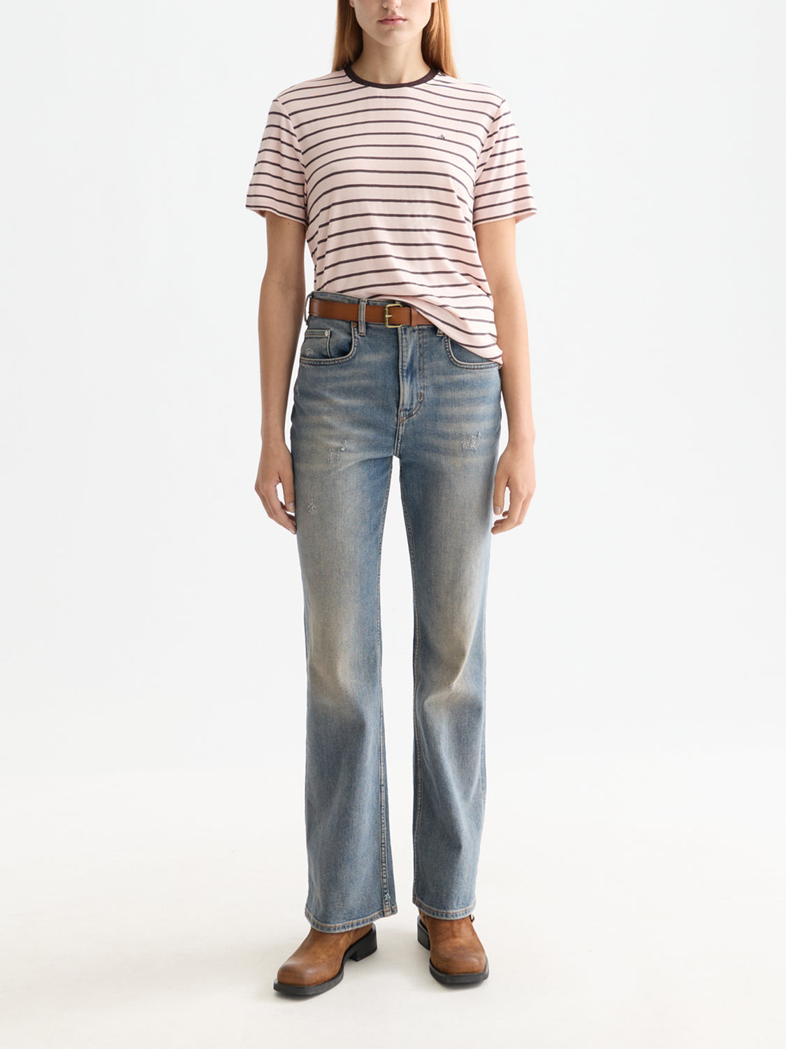 Striped t-shirt Choc - Collector Store Sydney