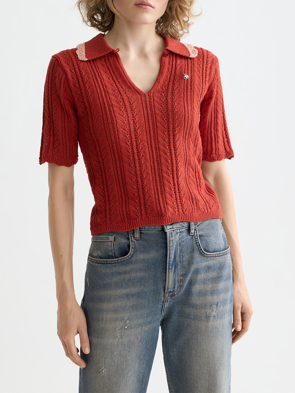 Pointelle collared polo Ketchup - Collector Store Sydney