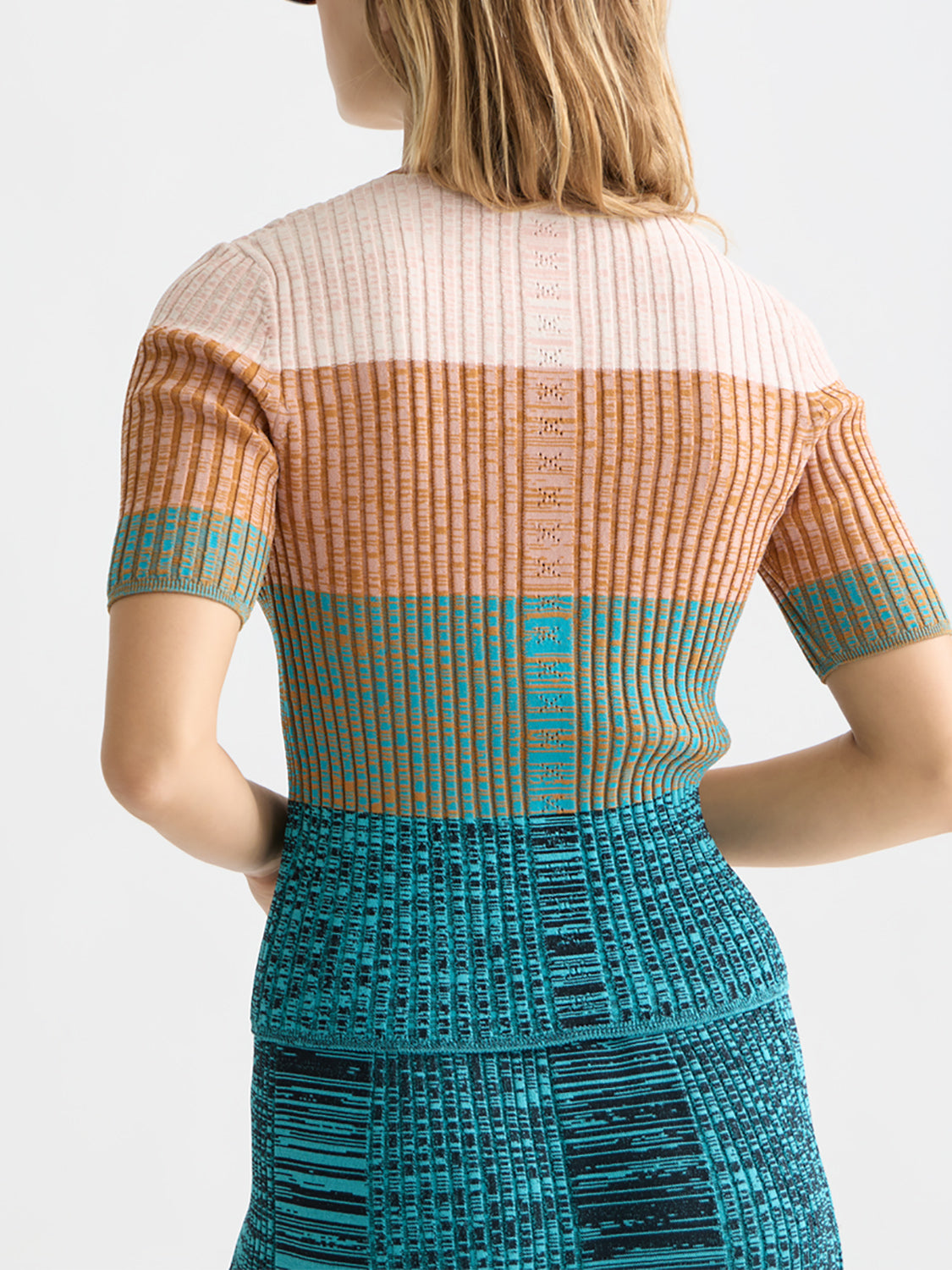 Scotch & Soda : Striped short-sleeved cardigan : Tahitian Teal - Collector Store Sydney