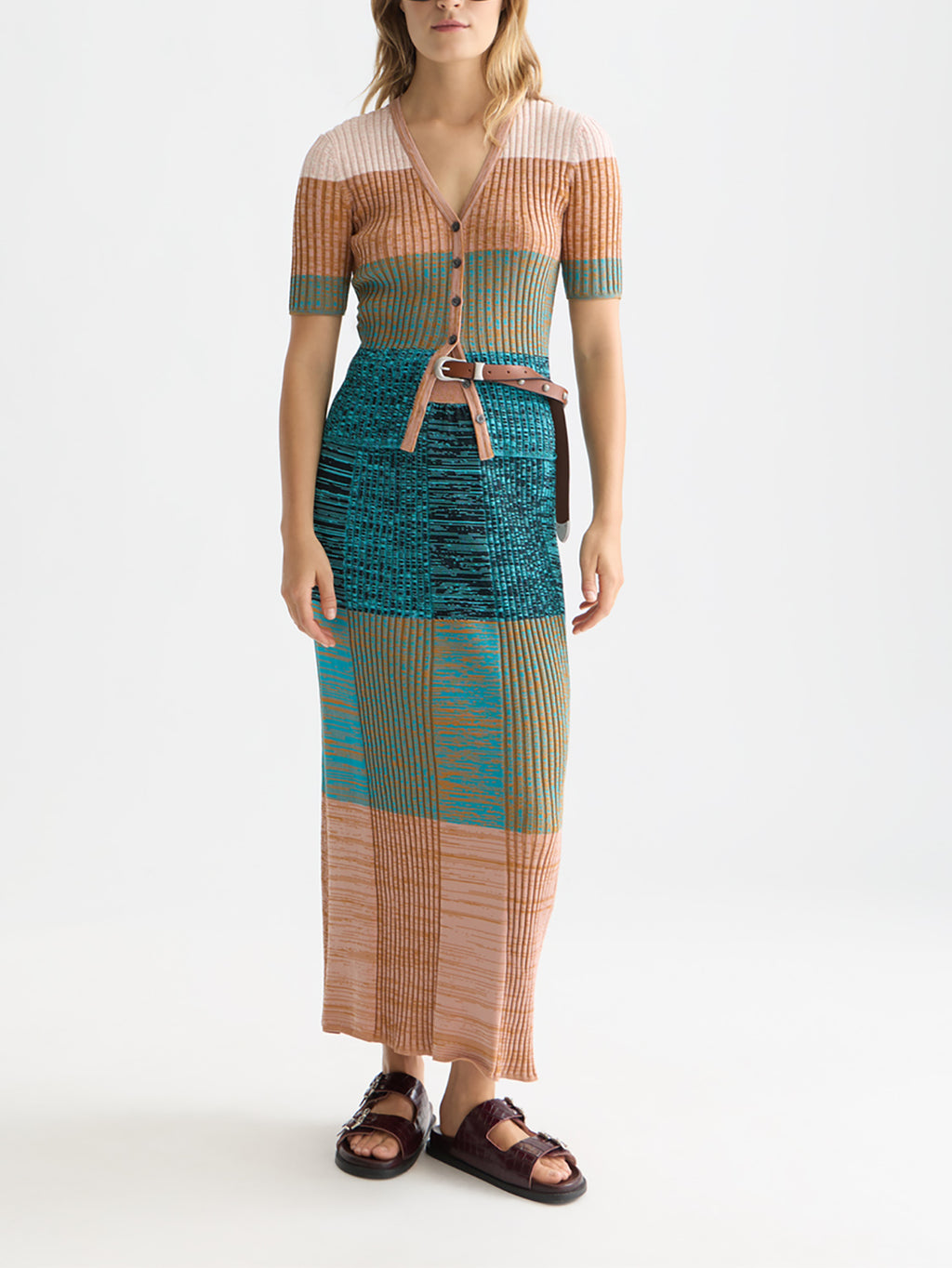 Scotch & Soda : Striped short-sleeved cardigan : Tahitian Teal - Collector Store Sydney