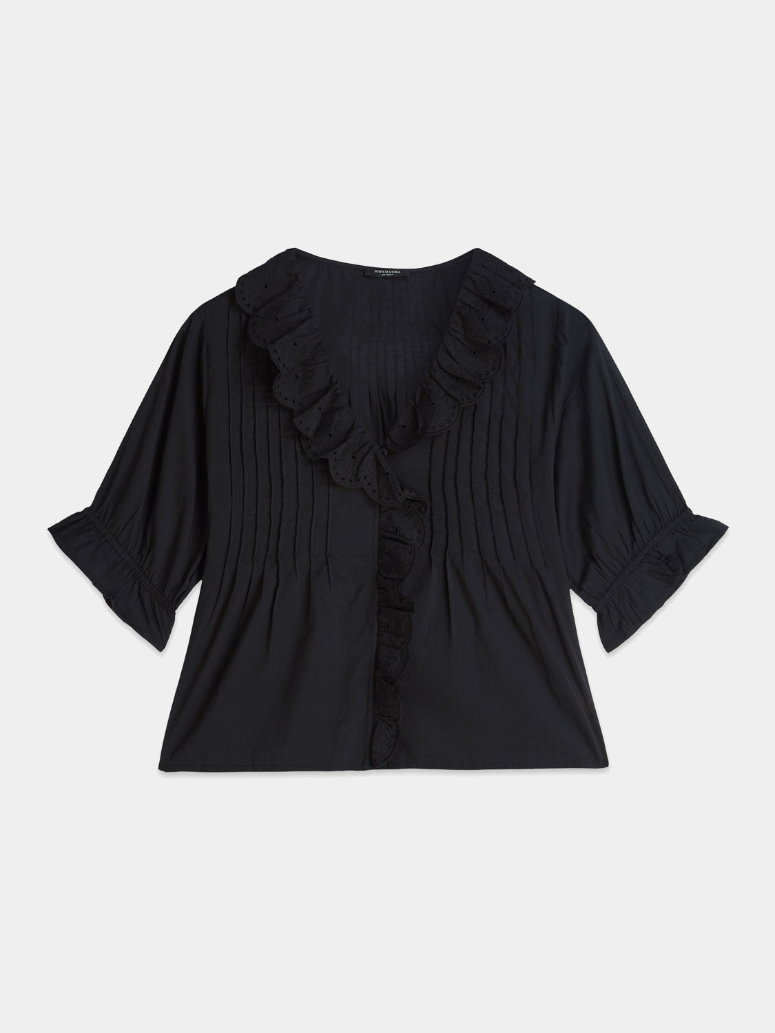 Scotch & Soda - Embroidered short-sleeved blouse - Meteorite