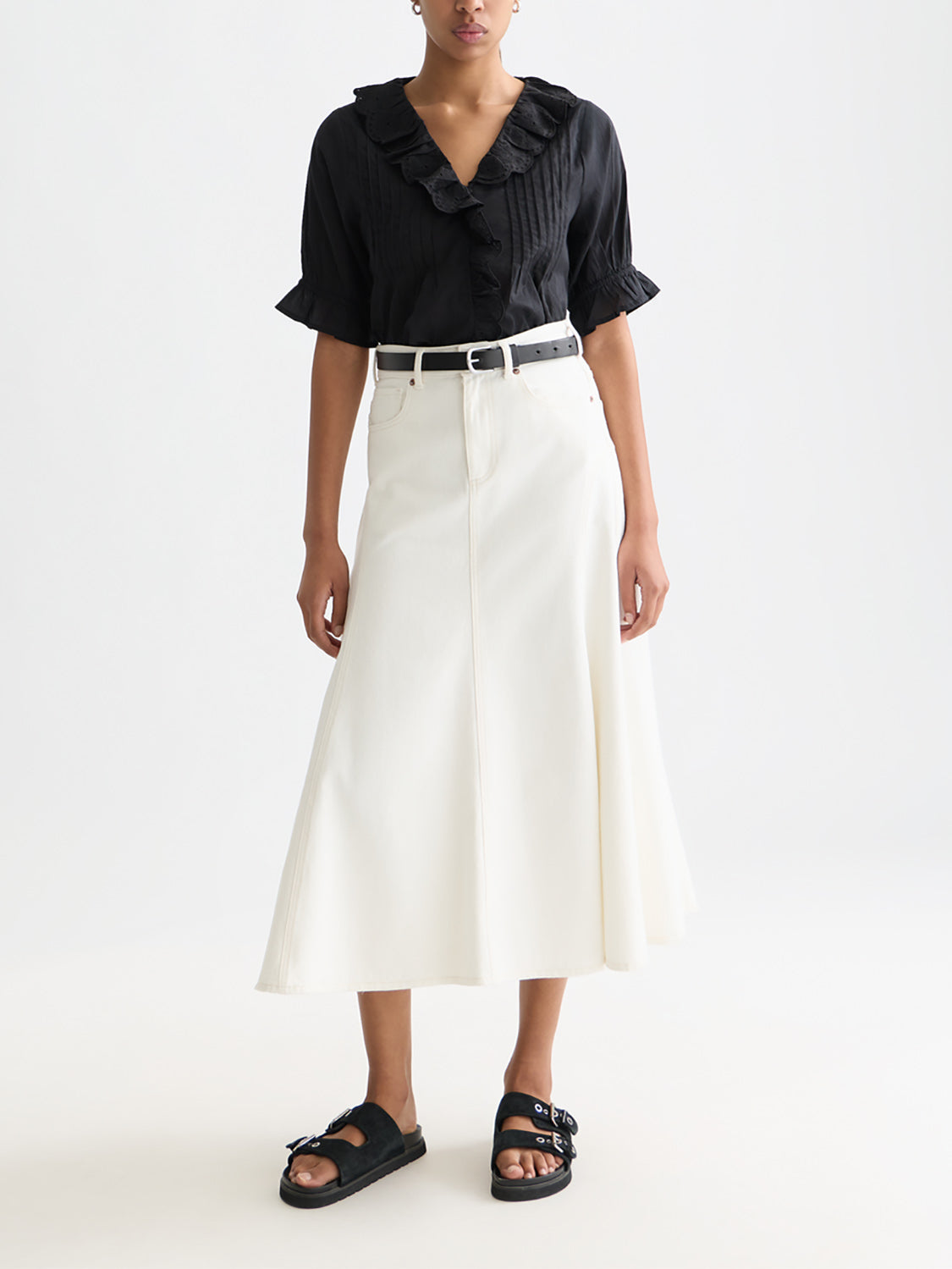 Scotch & Soda - Embroidered short-sleeved blouse - Meteorite