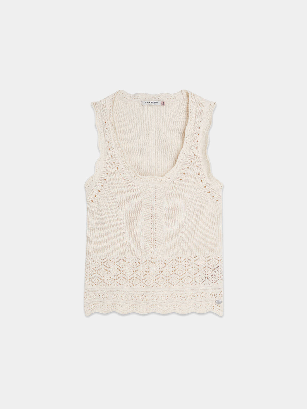 Scotch & Soda : Pointelle knitted vest - Eggnog - Collector Store Sydney