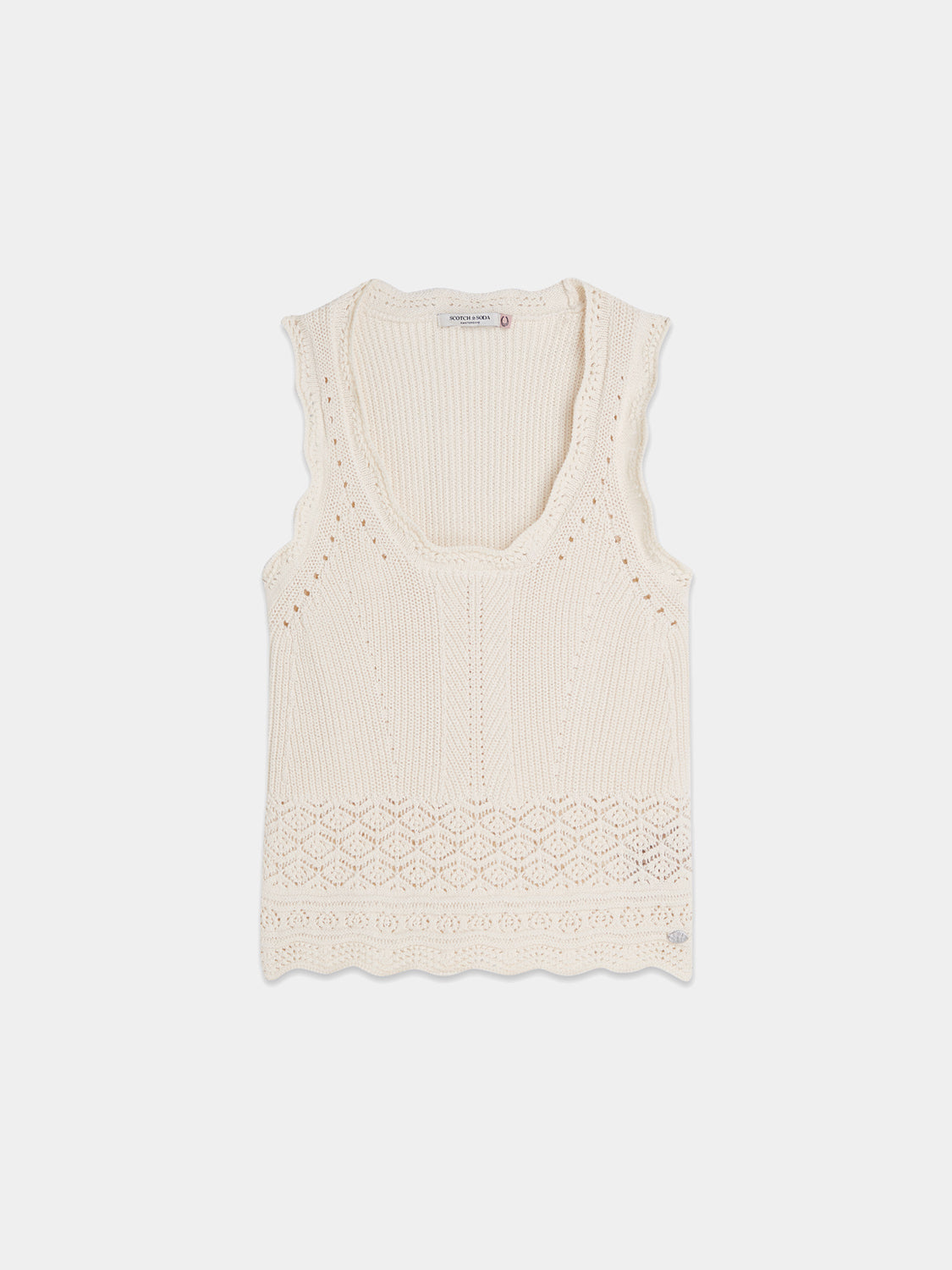 Scotch & Soda : Pointelle knitted vest - Eggnog - Collector Store Sydney