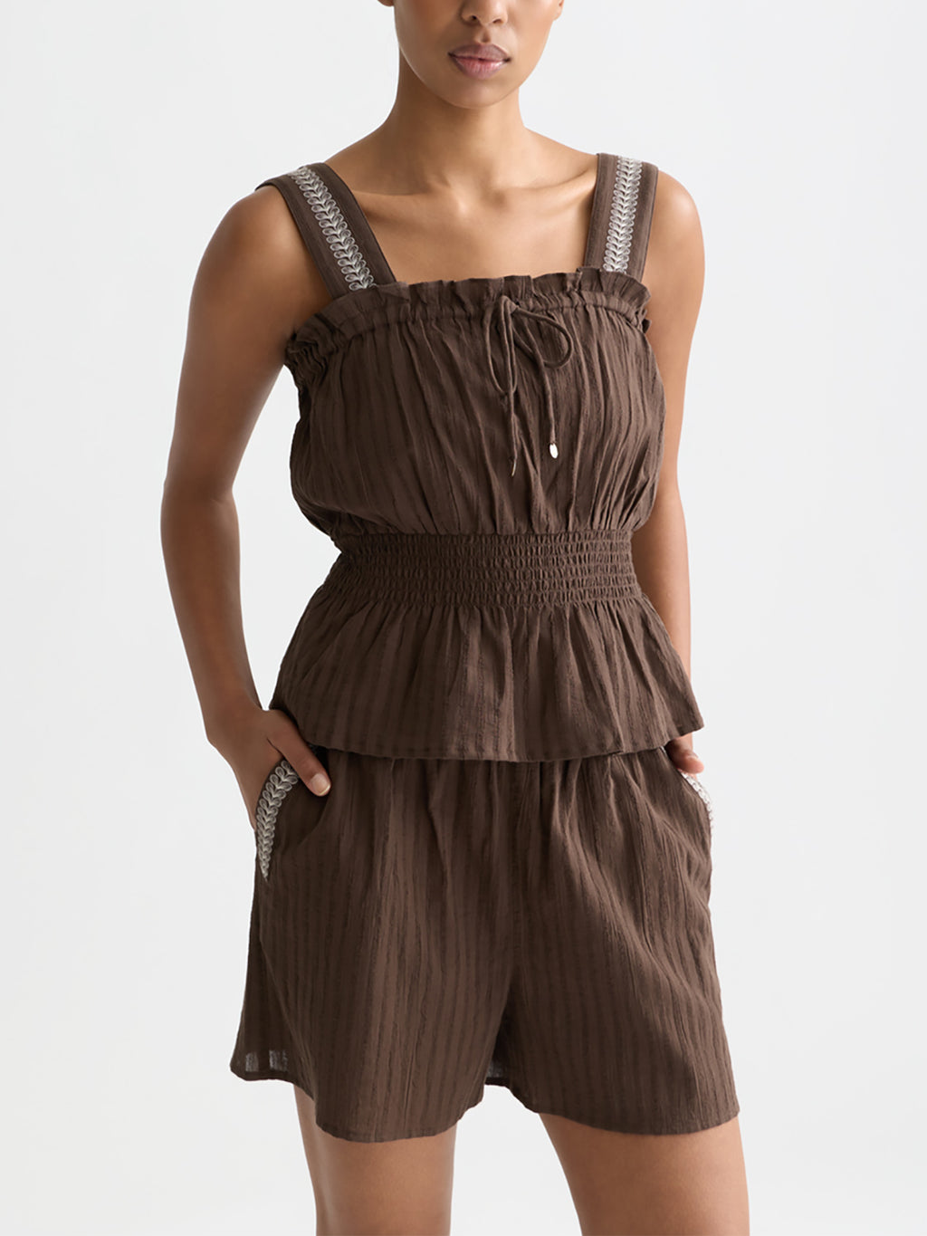 Scotch & Soda : Smocked waist tank - Hot Fudge - Collector Store Sydney