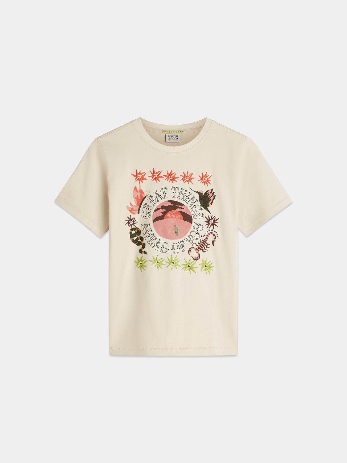 Scotch & Soda : Embroidered artwork t-shirt - Fog - Collector Store Sydney