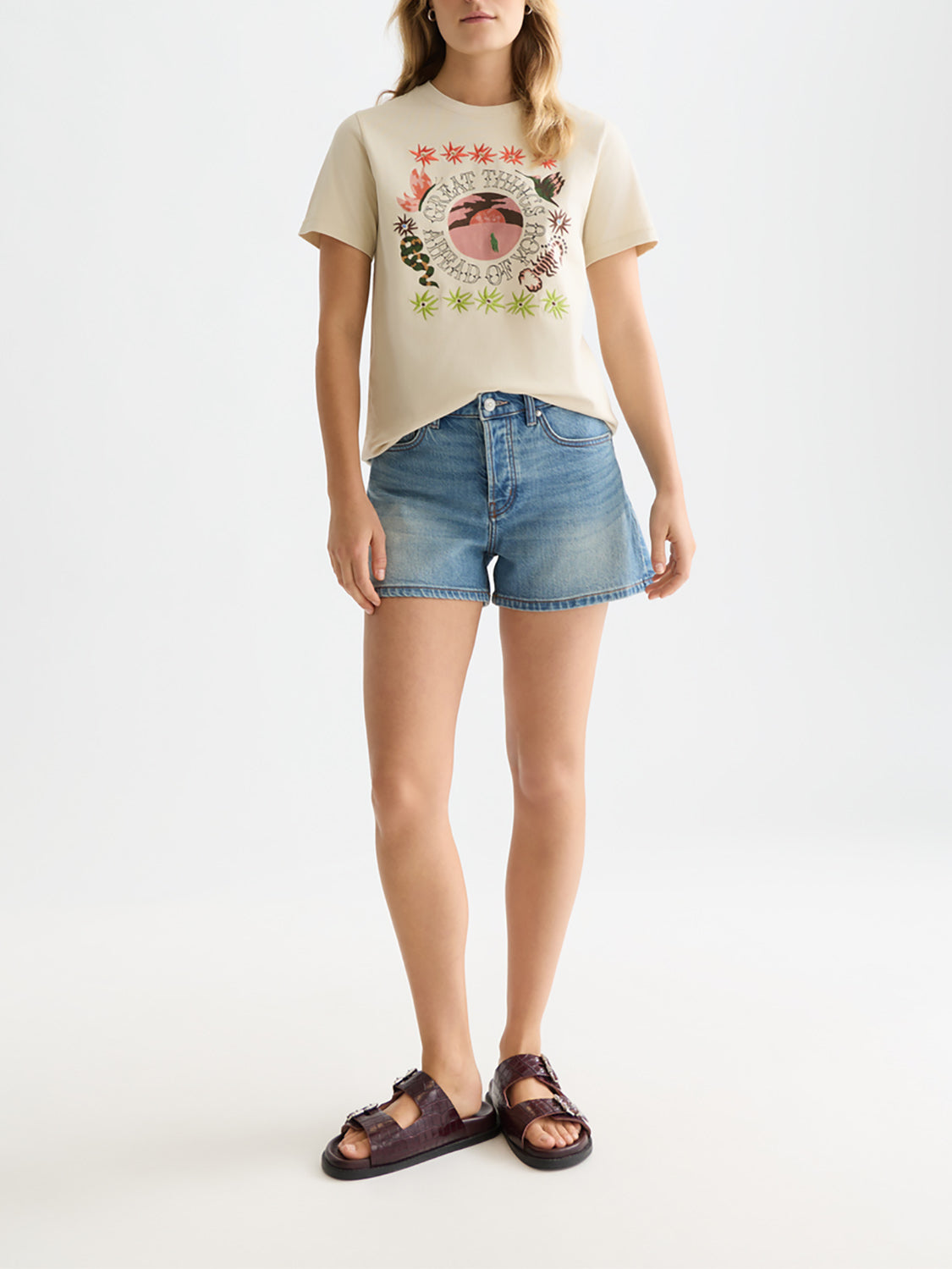 Scotch & Soda : Embroidered artwork t-shirt - Fog - Collector Store Sydney