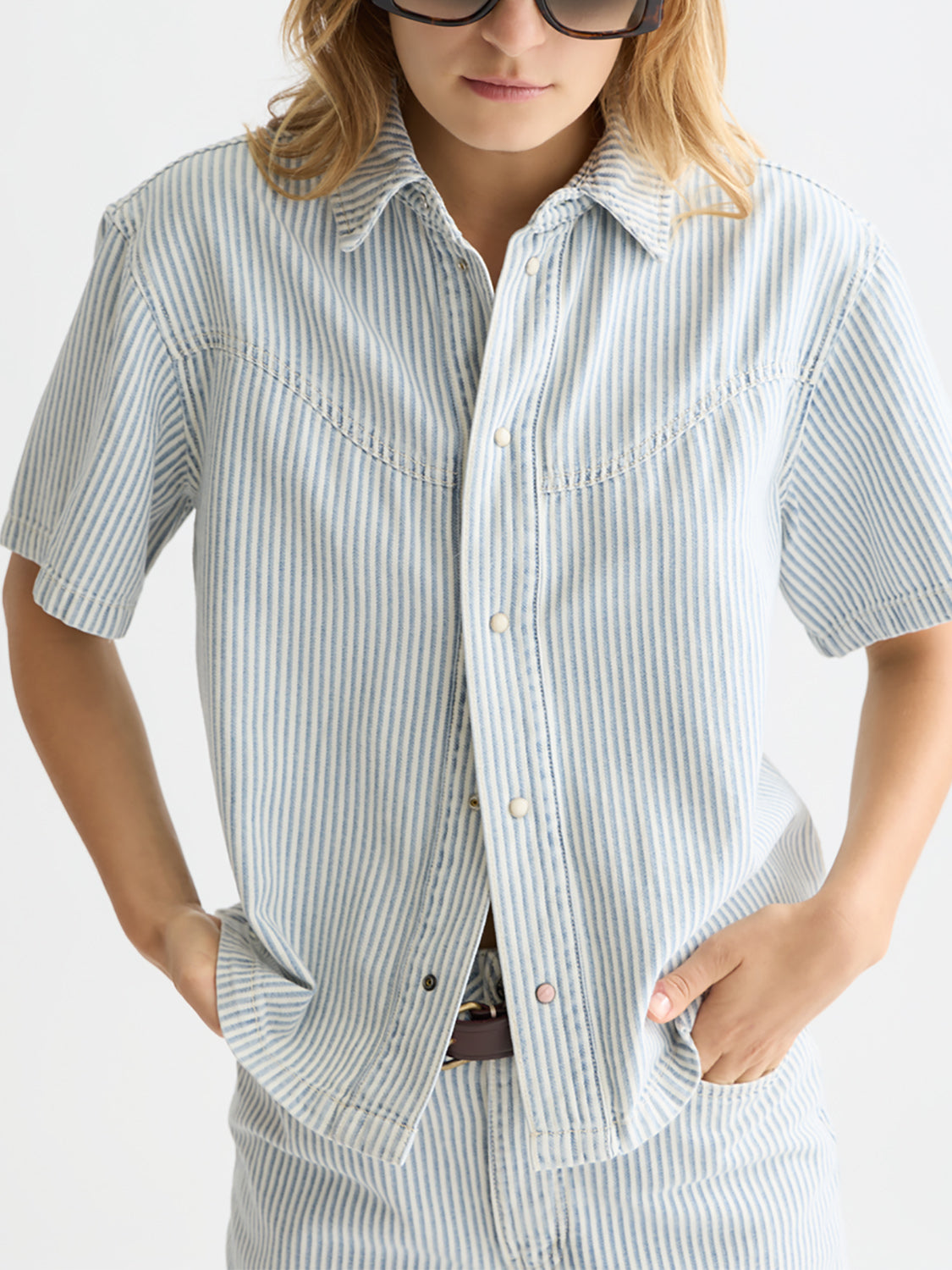 Scotch & Soda - short-sleeved denim shirt - Indigo