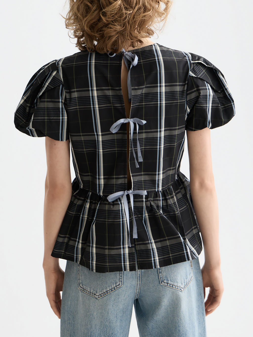 Taffeta peplum top - Check - Collector Store Sydney