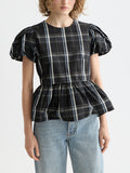 Taffeta peplum top - Check - Collector Store Sydney