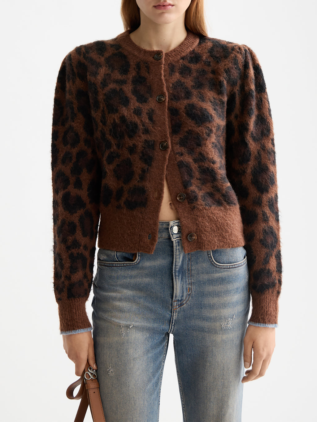 Fuzzy jacquard cardigan Peace - Collector Store Sydney