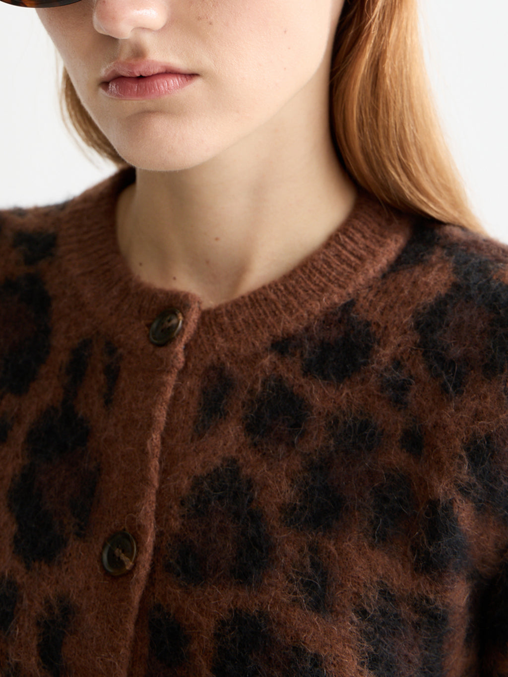 Fuzzy jacquard cardigan Peace - Collector Store Sydney