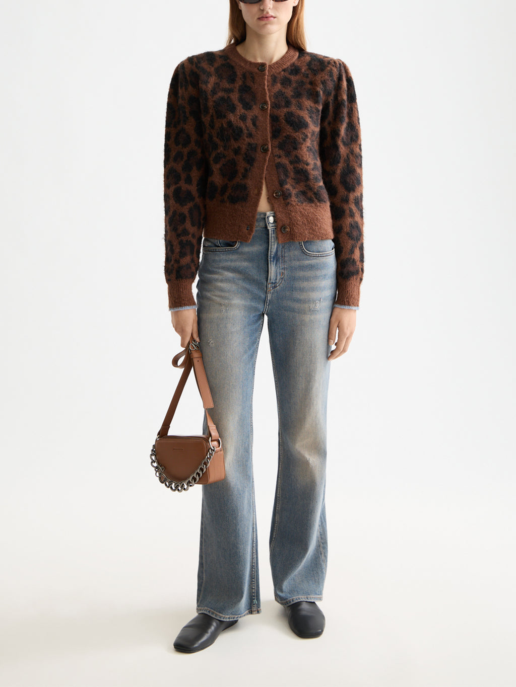 Fuzzy jacquard cardigan Peace - Collector Store Sydney