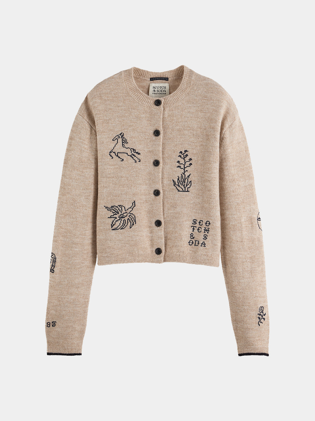 Scotch & Soda Embroidered crew neck cardigan