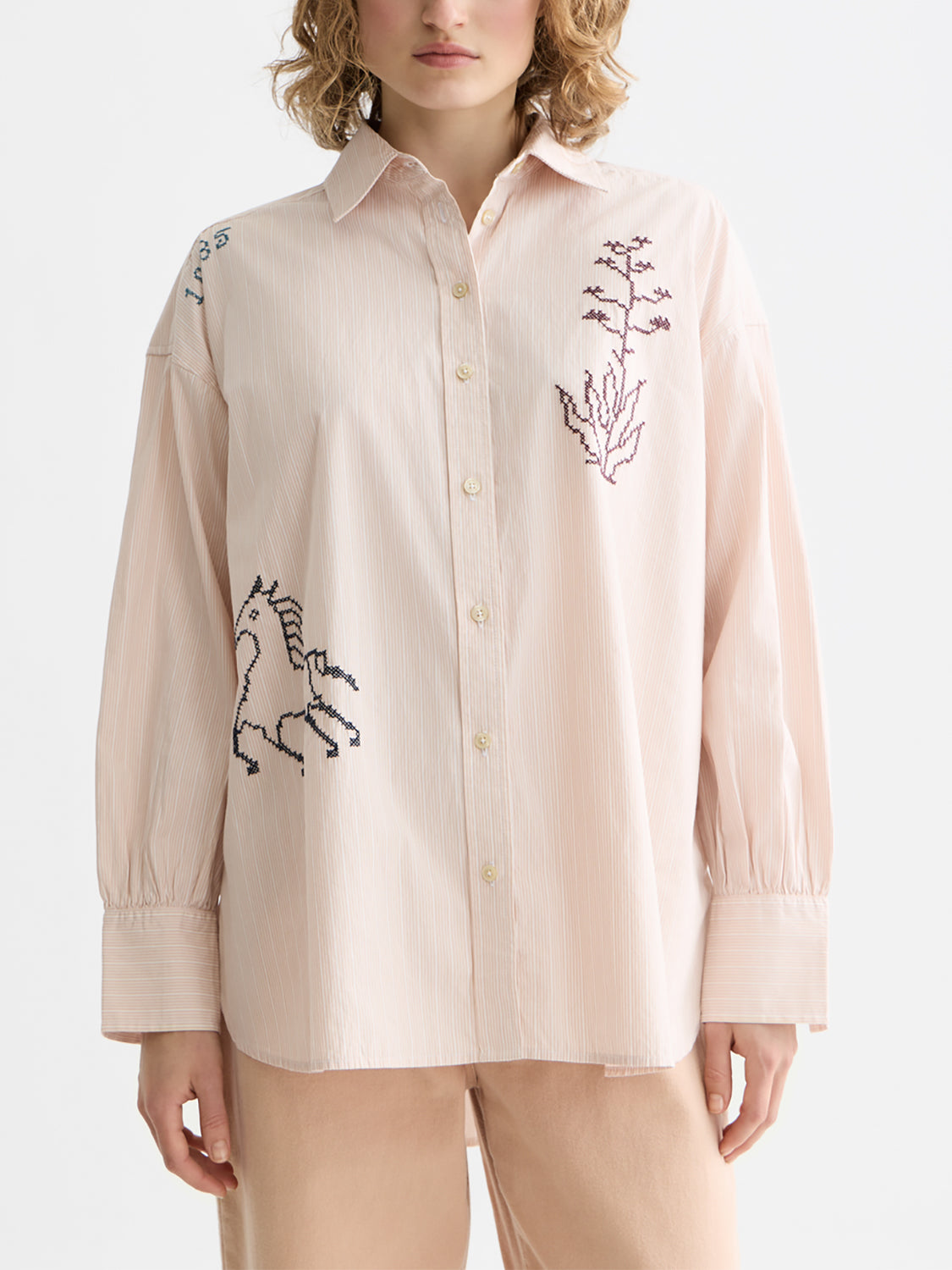 Scotch & Soda Embroidered girlfriend shirt - Rose Dust