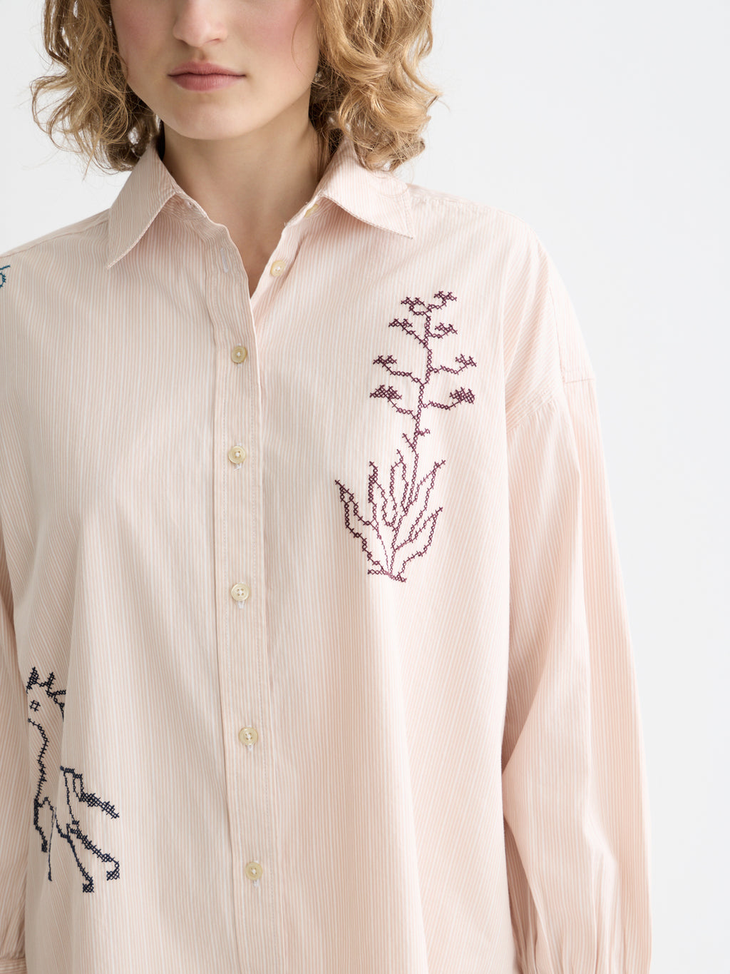 Scotch & Soda Embroidered girlfriend shirt - Rose Dust