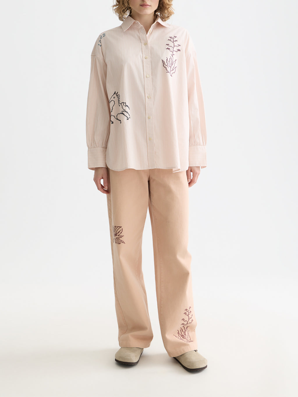 Scotch & Soda Embroidered girlfriend shirt - Rose Dust
