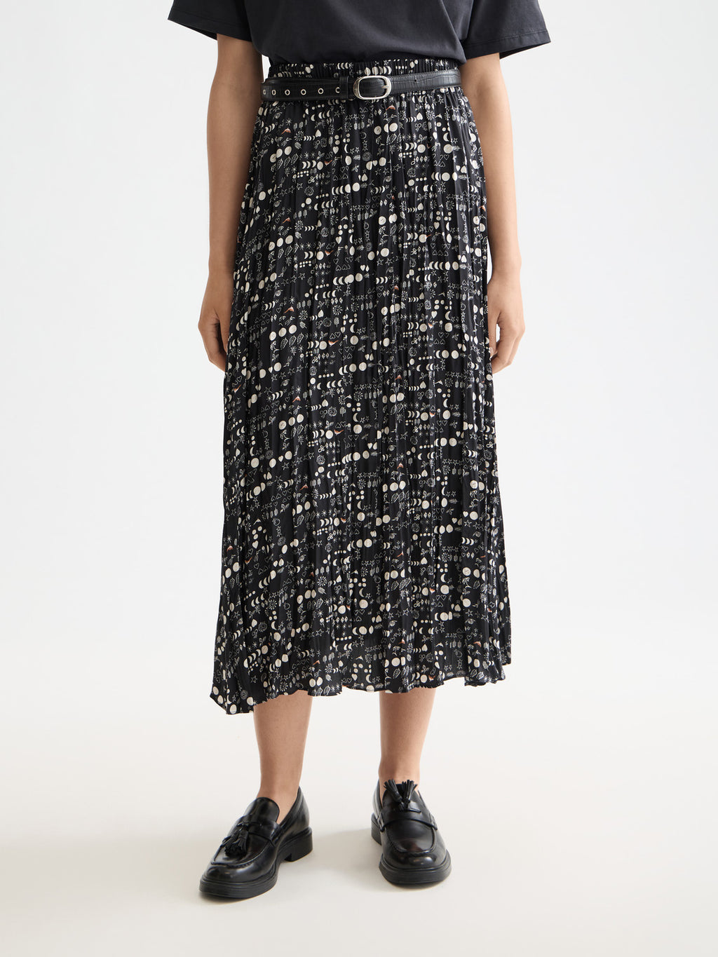 Crinkle pleated midi skirt Moon - Collector Store Sydney