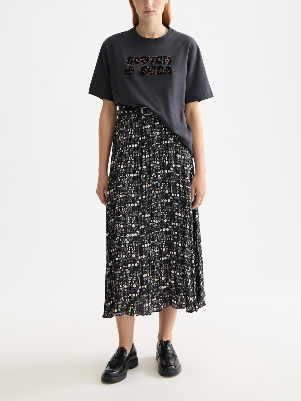 Crinkle pleated midi skirt Moon - Collector Store Sydney