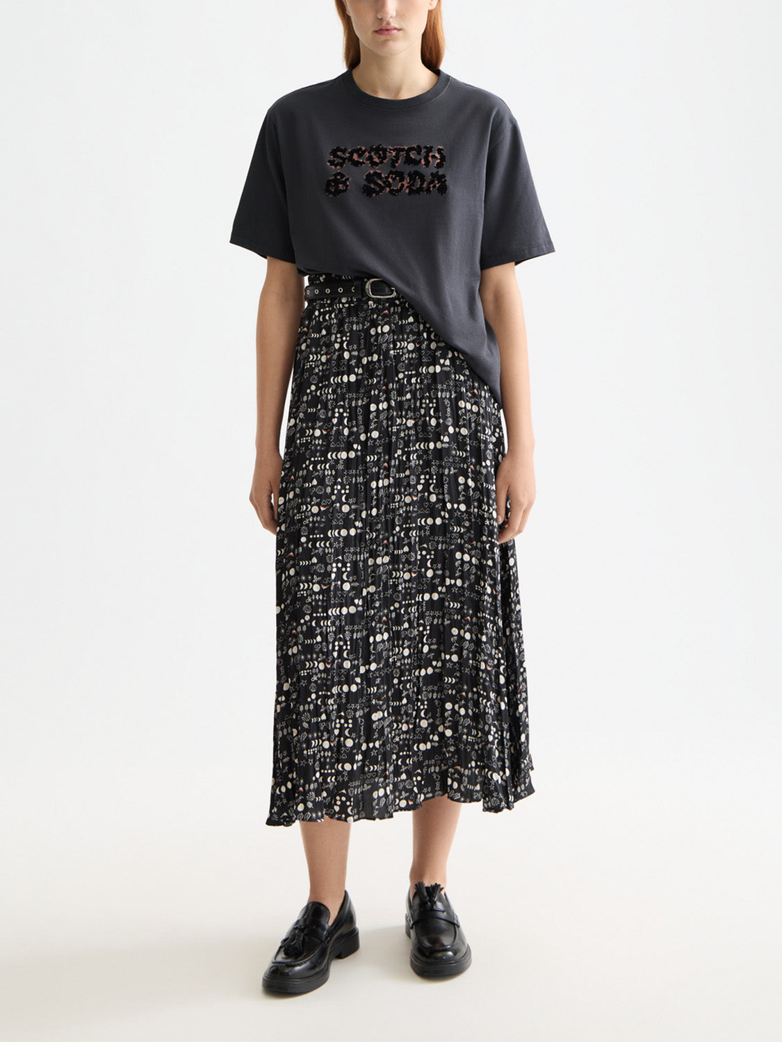 Crinkle pleated midi skirt Moon - Collector Store Sydney