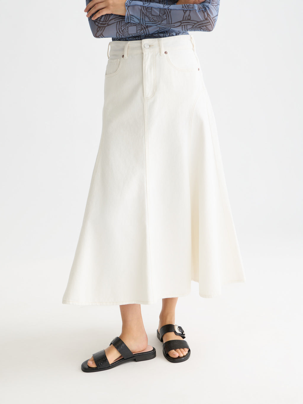 Scotch & Soda - Denim maxi skirt - Stardust White