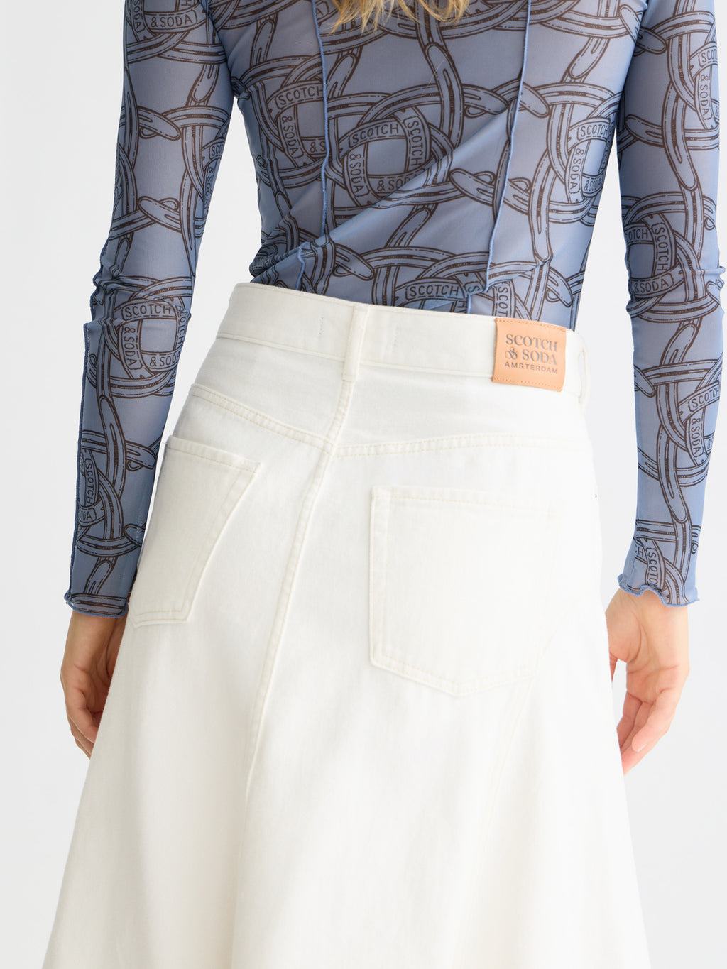 Scotch & Soda - Denim maxi skirt - Stardust White
